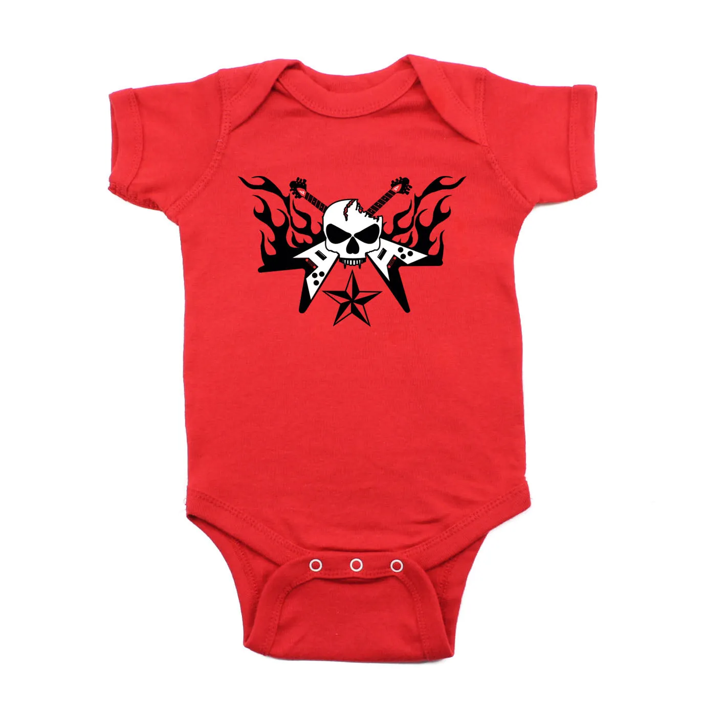Guitar Hero with Flames Short Sleeve Baby Infant Bodysuit
