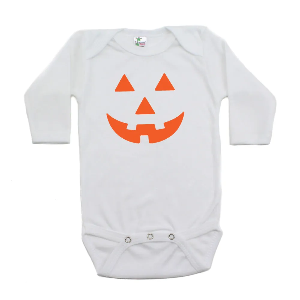 Halloween Pumpkin Face Long Sleeve Bodysuit