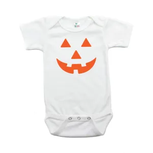 Halloween Pumpkin Face Short Sleeve Bodysuit