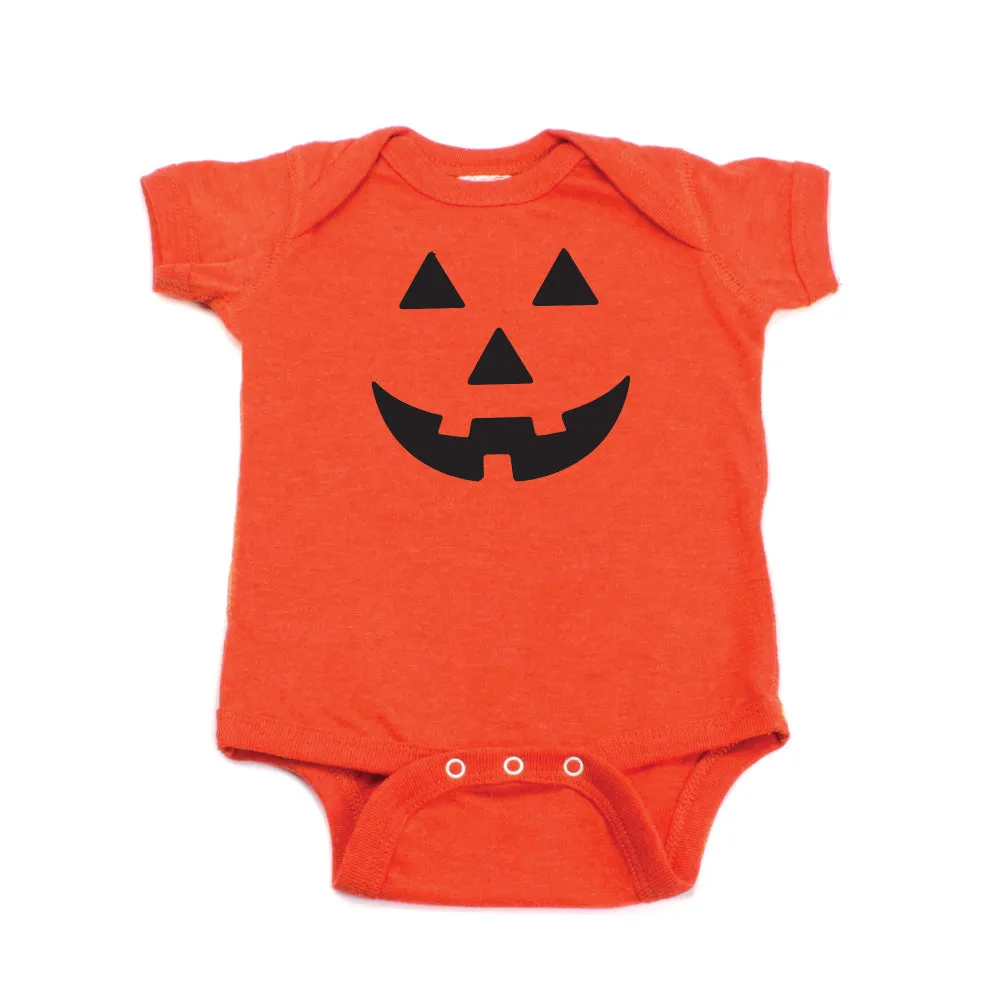 Halloween Pumpkin Face Short Sleeve Bodysuit