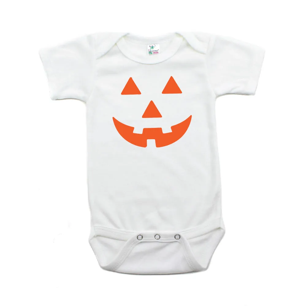 Halloween Pumpkin Face Short Sleeve Bodysuit