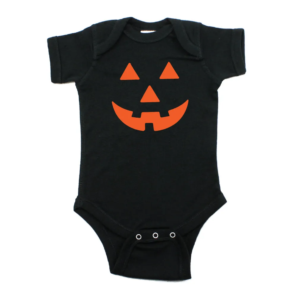 Halloween Pumpkin Face Short Sleeve Bodysuit