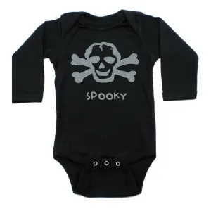 Halloween Spooky Scribble Skull Long Sleeve Bodysuit