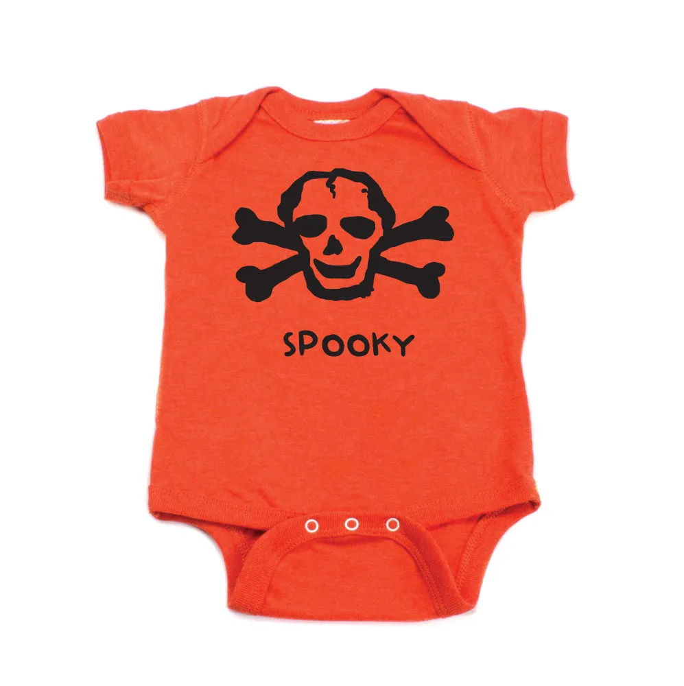 Halloween Spooky Scribble Skull Short Sleeve Bodysuit