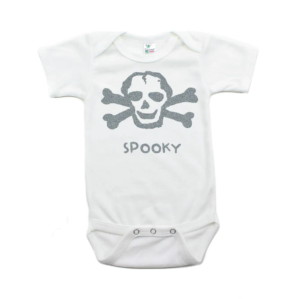 Halloween Spooky Scribble Skull Short Sleeve Bodysuit