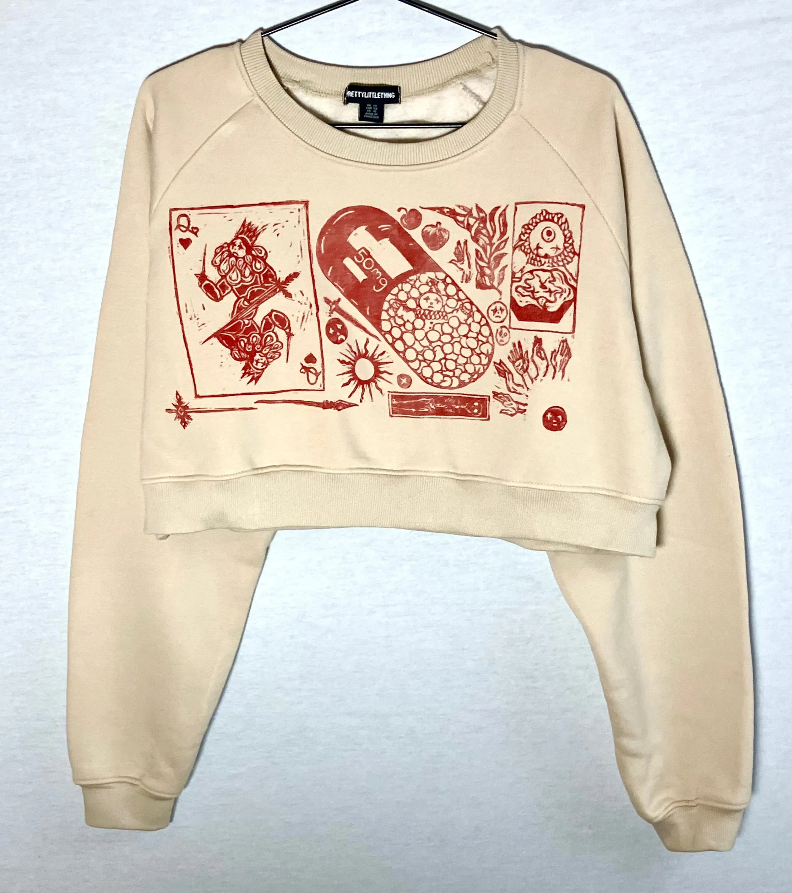 Handprinted cropped sweatshirt size 14 UK