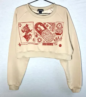 Handprinted cropped sweatshirt size 14 UK