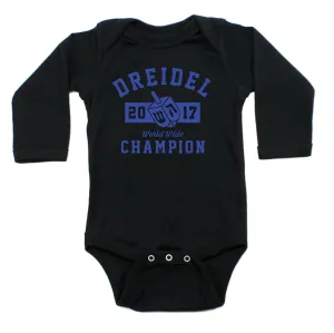 Hanukkah Dreidel Champion Long Sleeve Cotton Bodysuit