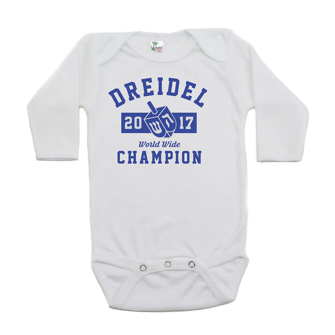 Hanukkah Dreidel Champion Long Sleeve Cotton Bodysuit