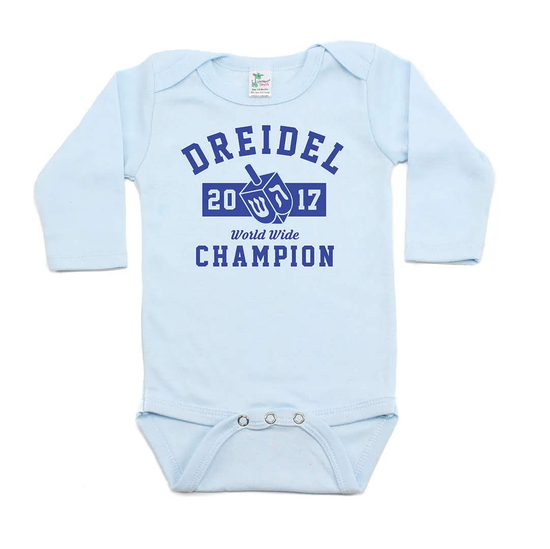 Hanukkah Dreidel Champion Long Sleeve Cotton Bodysuit