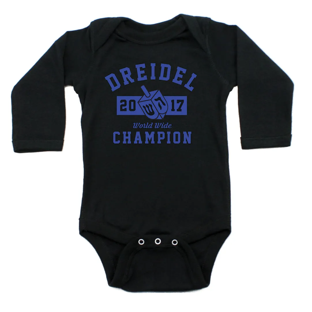 Hanukkah Dreidel Champion Long Sleeve Cotton Bodysuit