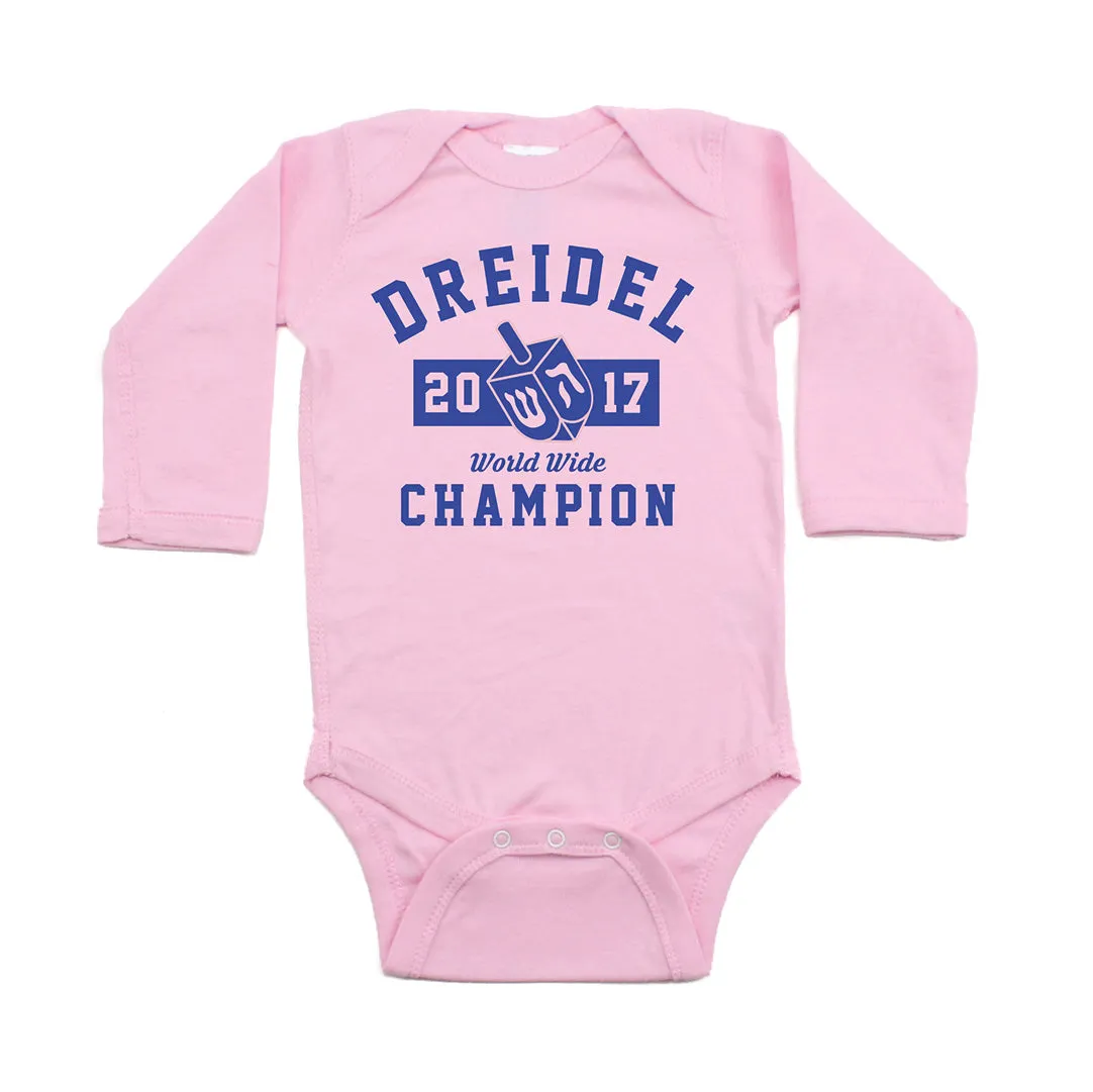 Hanukkah Dreidel Champion Long Sleeve Cotton Bodysuit