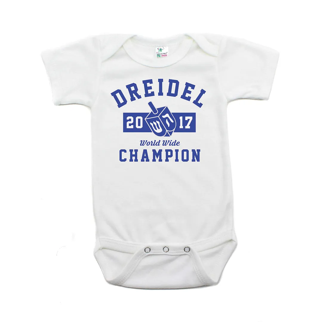 Hanukkah Dreidel Champion Short Sleeve Cotton Bodysuit