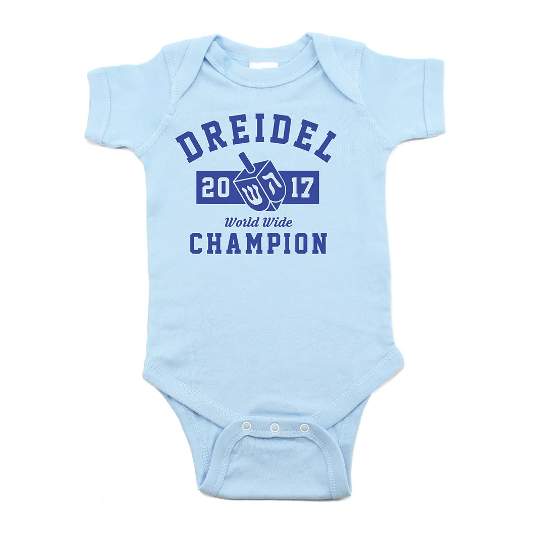 Hanukkah Dreidel Champion Short Sleeve Cotton Bodysuit