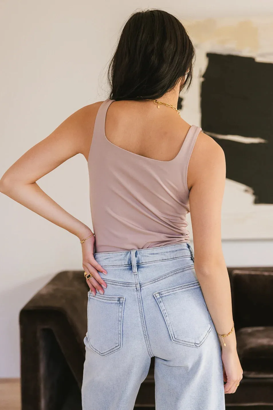 Harper Square Neck Bodysuit in Mauve - FINAL SALE