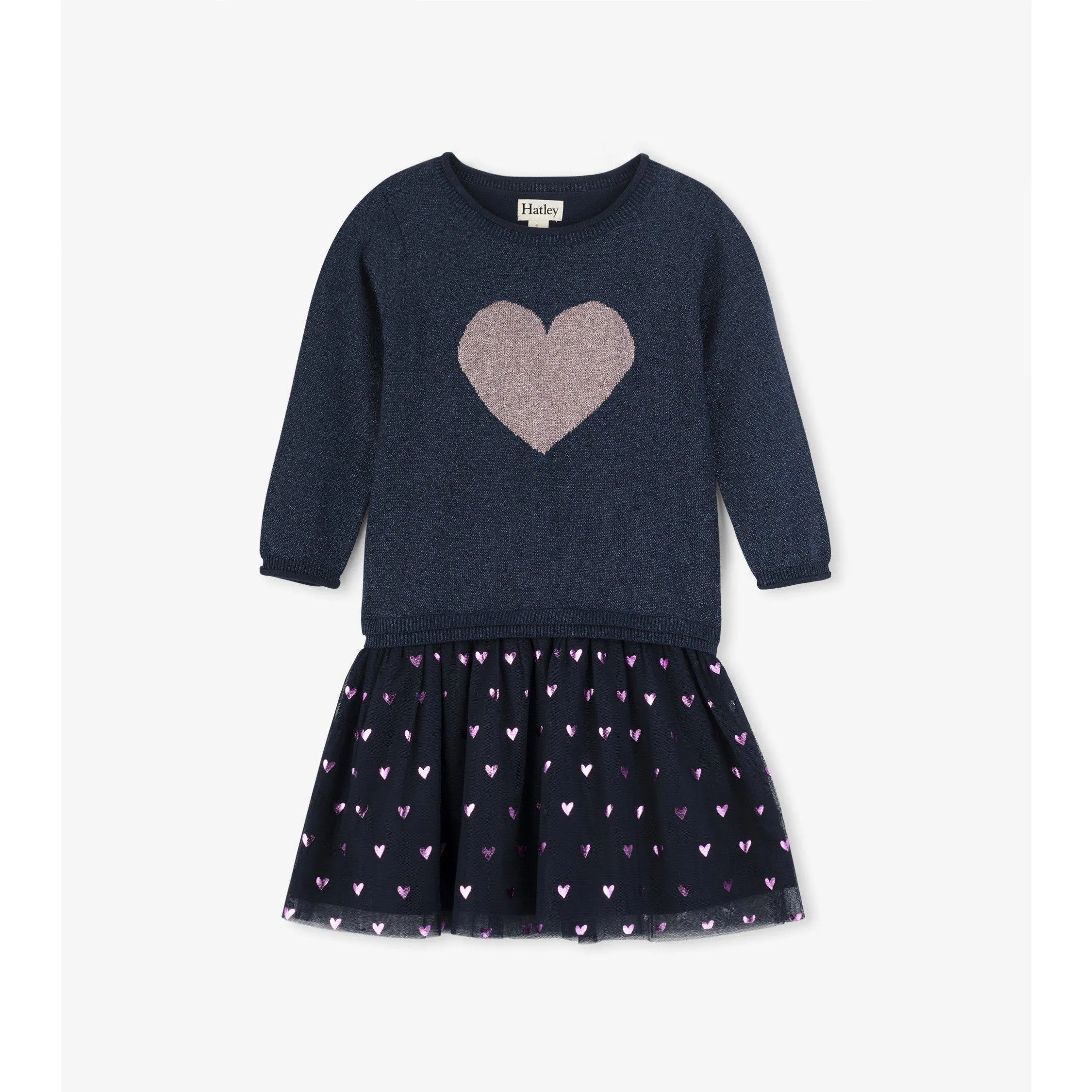 Hatley Glitter Heart Drop Waist Dress