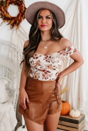Heart Stealer Off-The-Shoulder Floral Mesh Bodysuit (Nude)