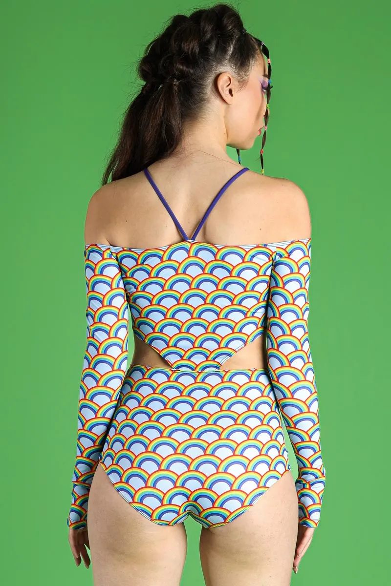 Heavenly Sky Off-Shoulder Cutout Bodysuit