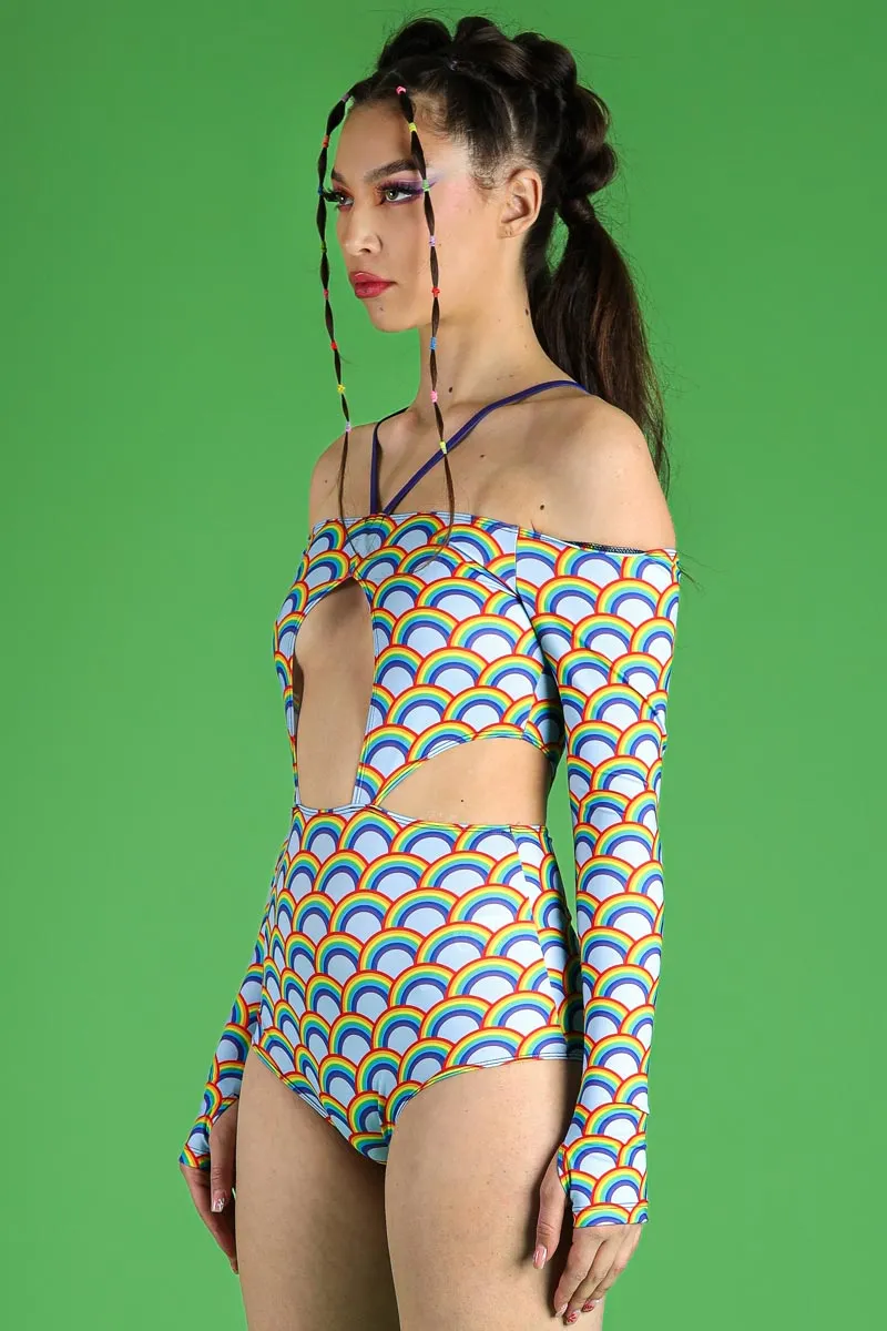 Heavenly Sky Off-Shoulder Cutout Bodysuit