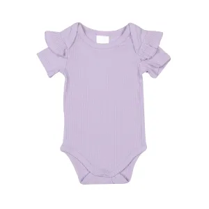 hi-hop Ruffle Ribbed Short Sleeve Bodysuit