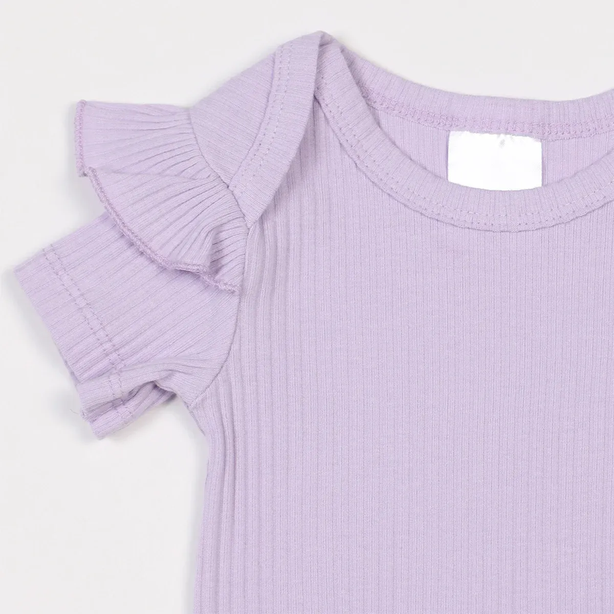 hi-hop Ruffle Ribbed Short Sleeve Bodysuit