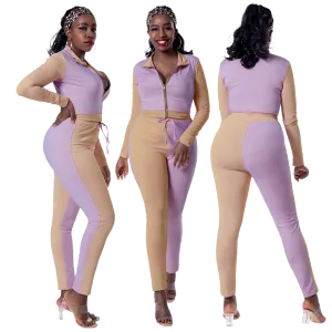 High Waist Color-Switch Pants Set