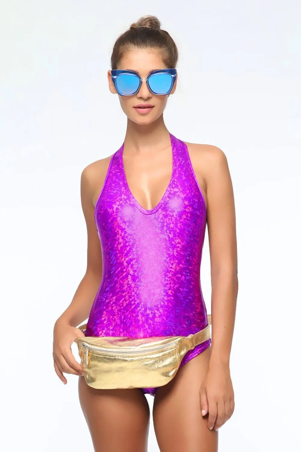 Holographic Halter Bodysuit | 13 Colors