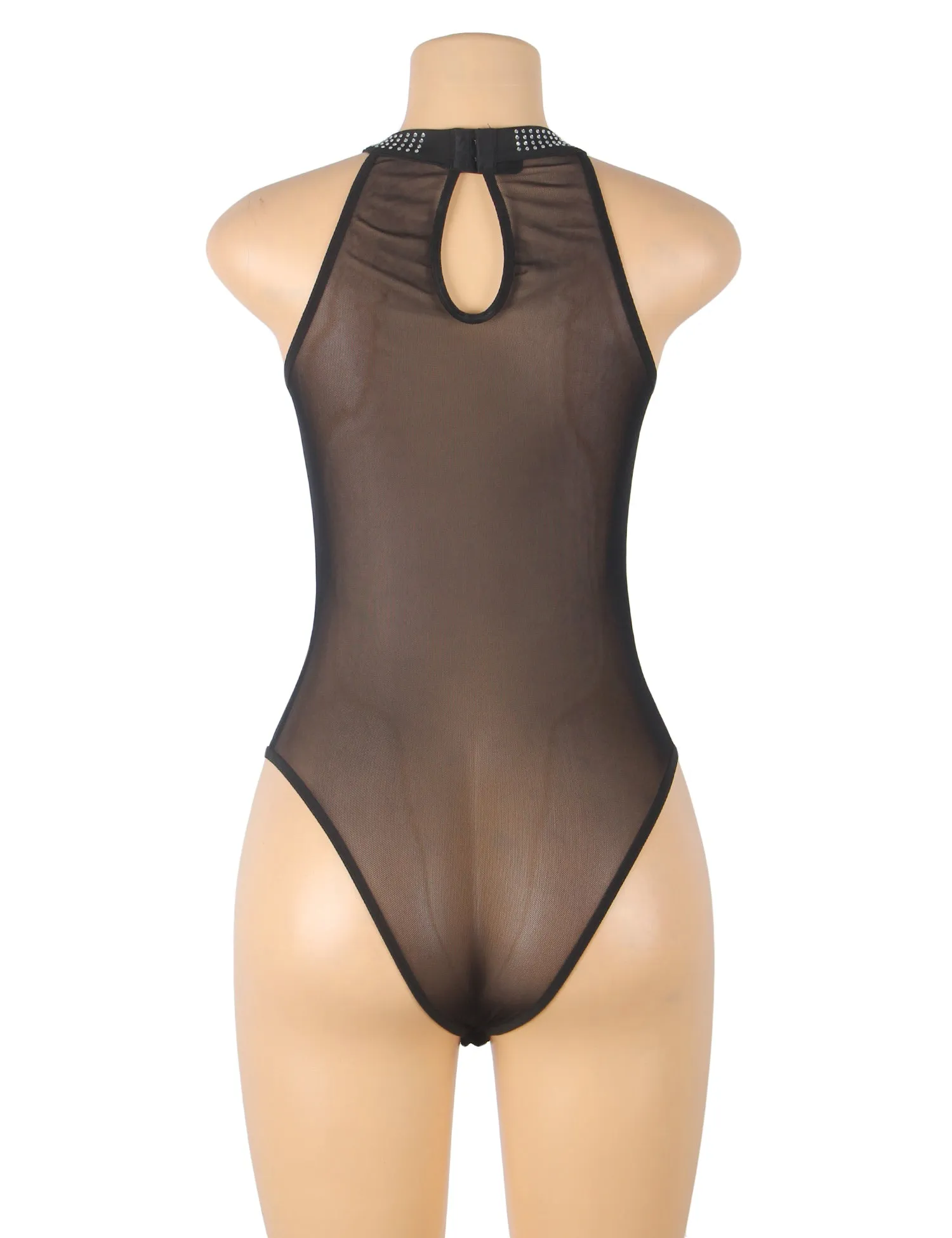 Hot Drill Black Halter Neck Sleeveless Bodysuit Egypt