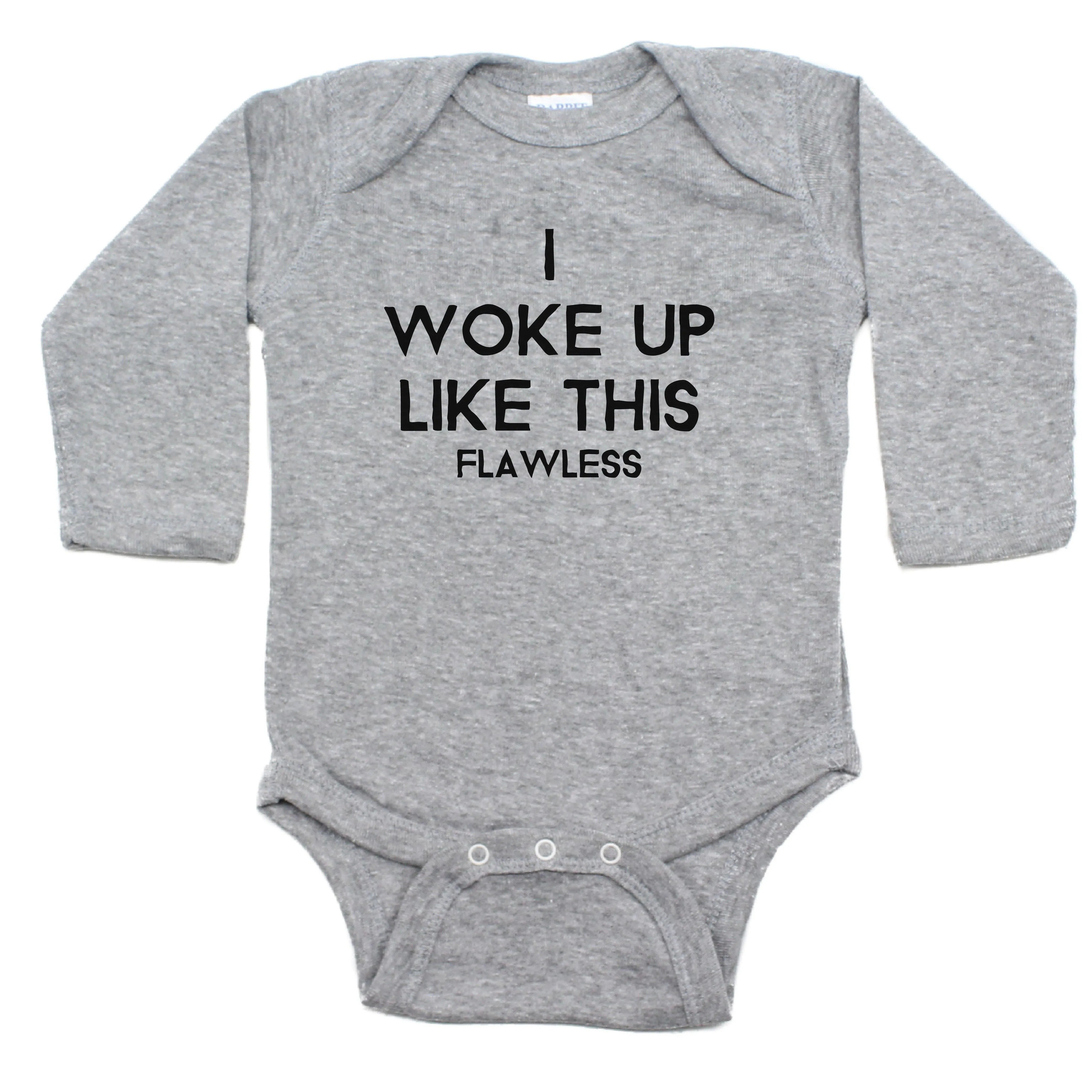 I Woke Up Like This Long Sleeve Cotton Bodysuit,