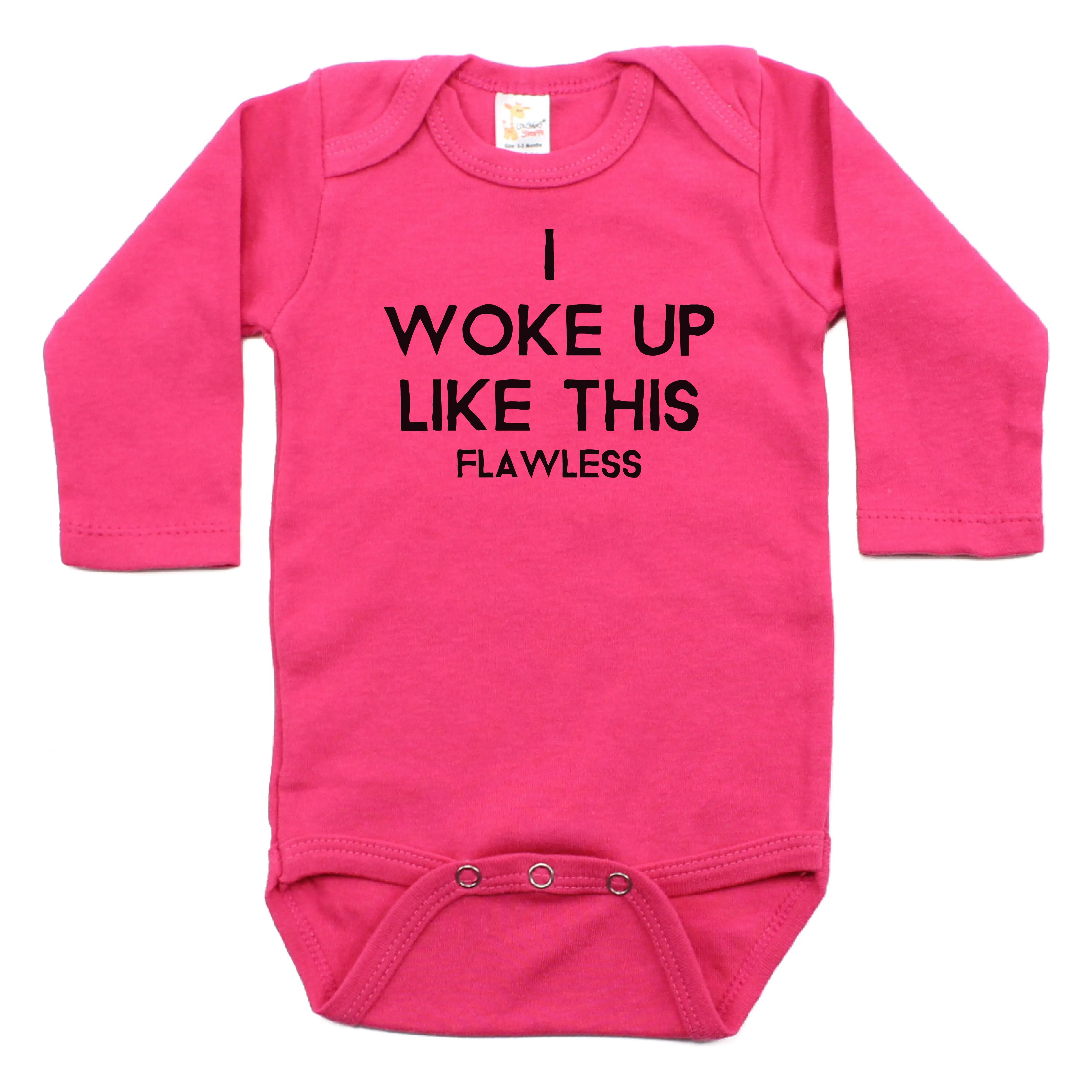 I Woke Up Like This Long Sleeve Cotton Bodysuit,