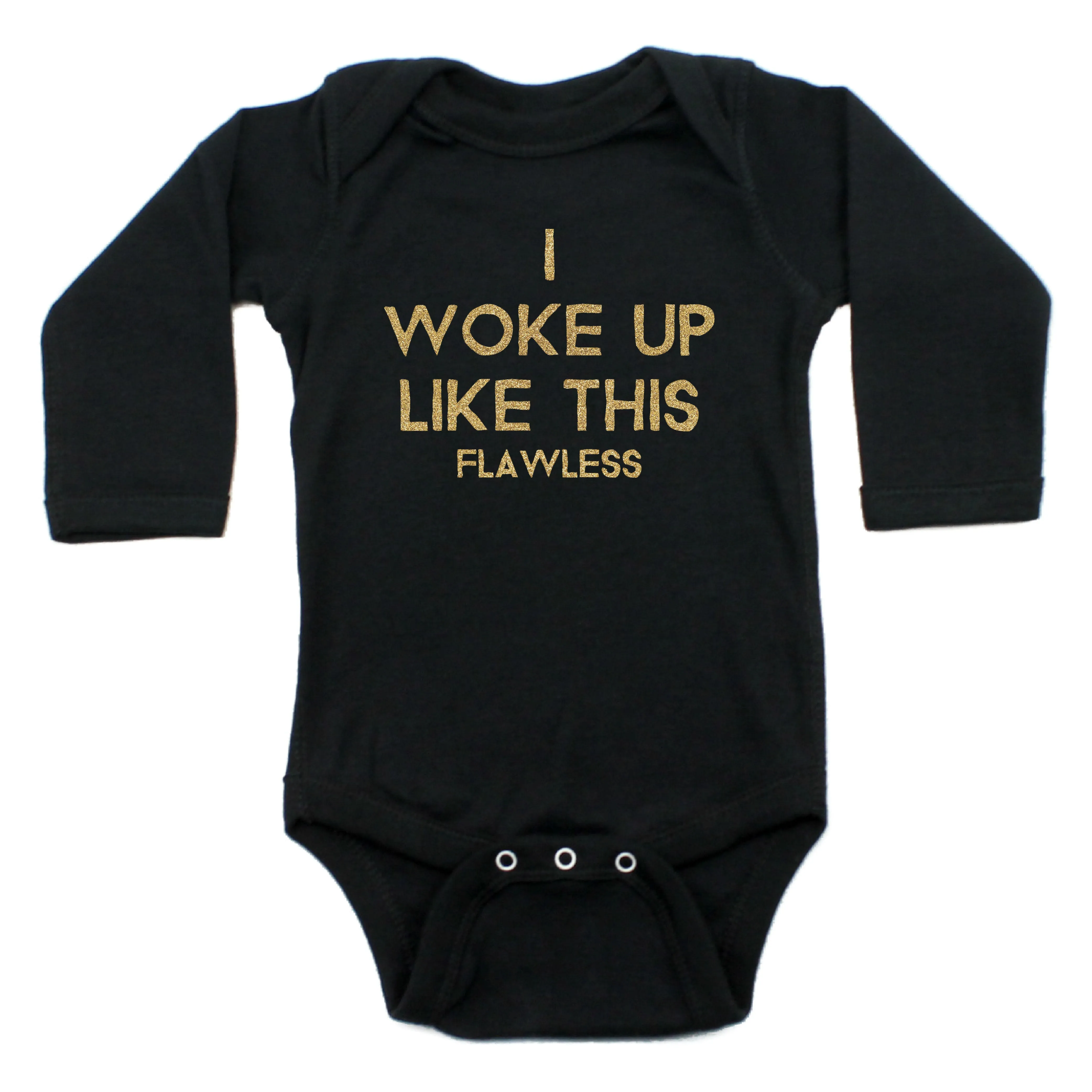 I Woke Up Like This Long Sleeve Cotton Bodysuit,