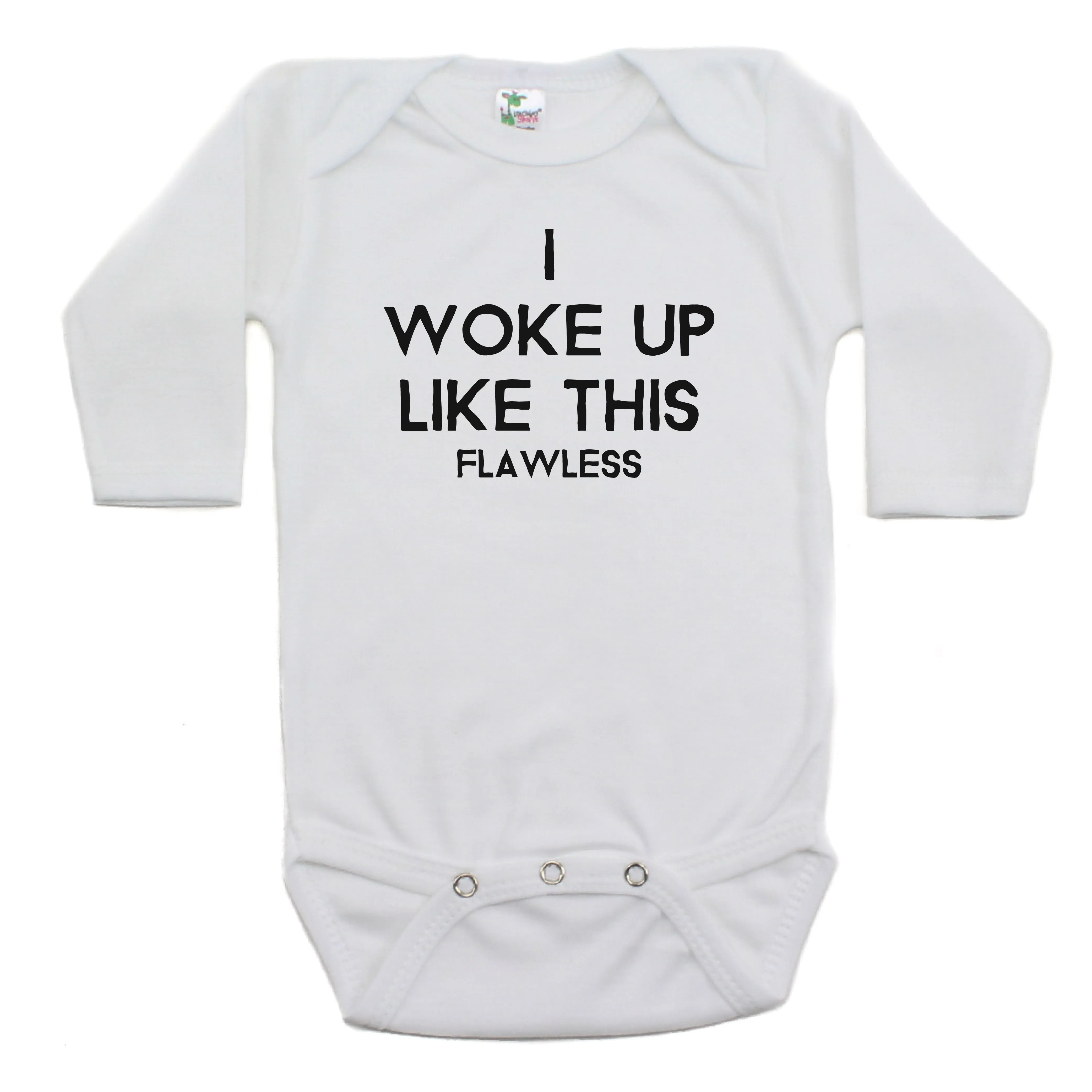 I Woke Up Like This Long Sleeve Cotton Bodysuit,
