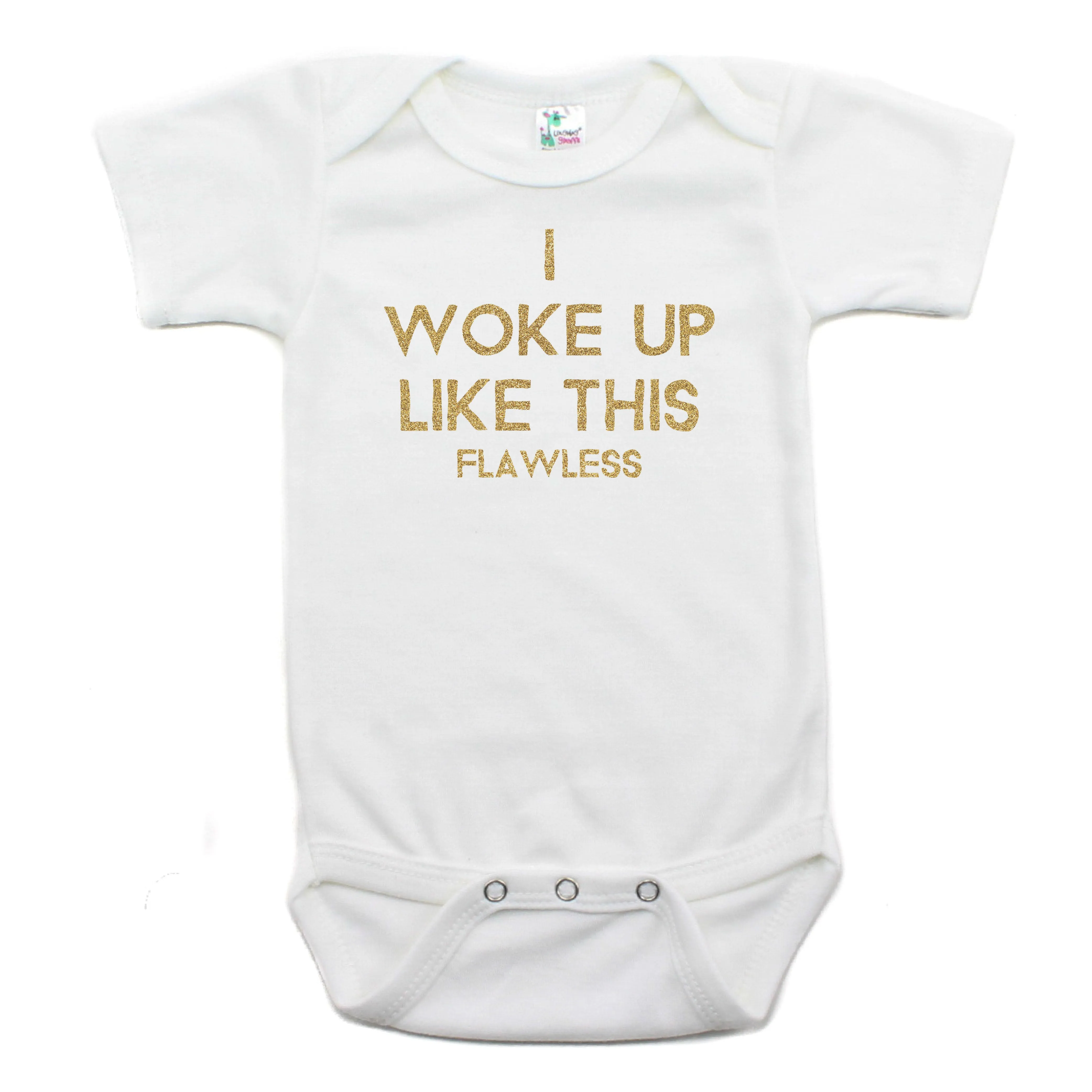 I Woke Up Like This Short Sleeve Cotton Bodysuit,
