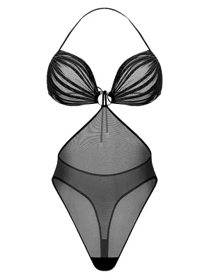 Icon Black Halter Bodysuit