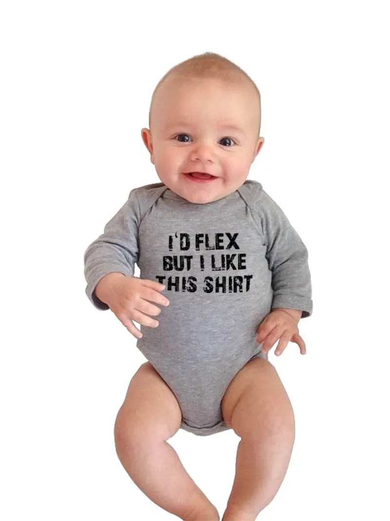 I'd Flex But I Like This Shirt Long Sleeve Cotton One Piece Baby Bodysuit