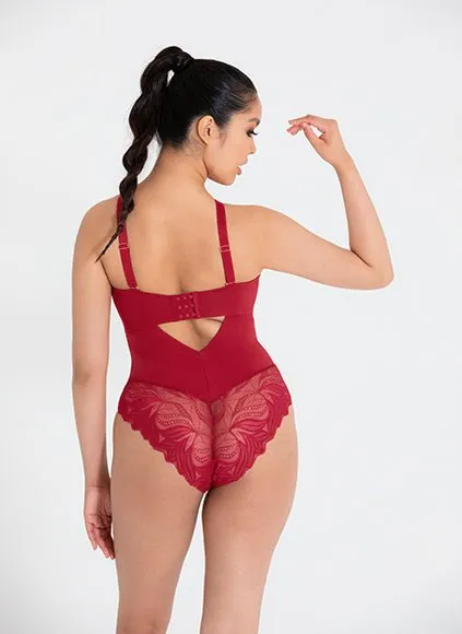 Indulgence Stretch Lace Bodysuit Red