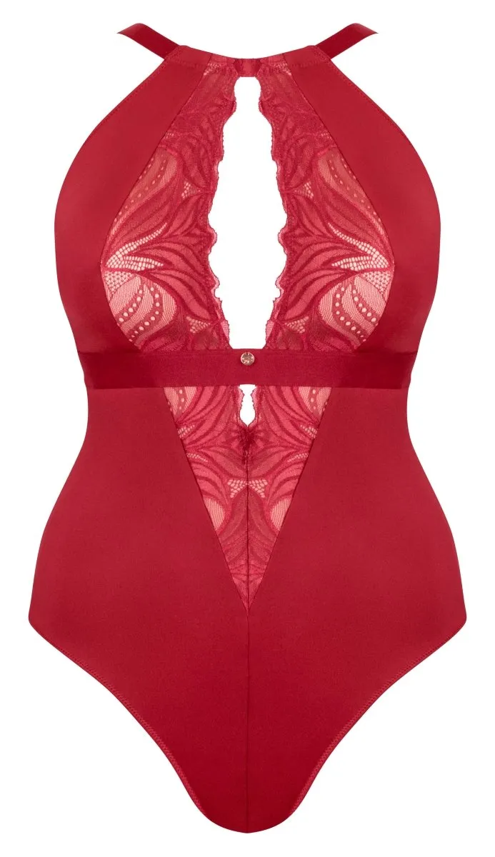 Indulgence Stretch Lace Bodysuit Red