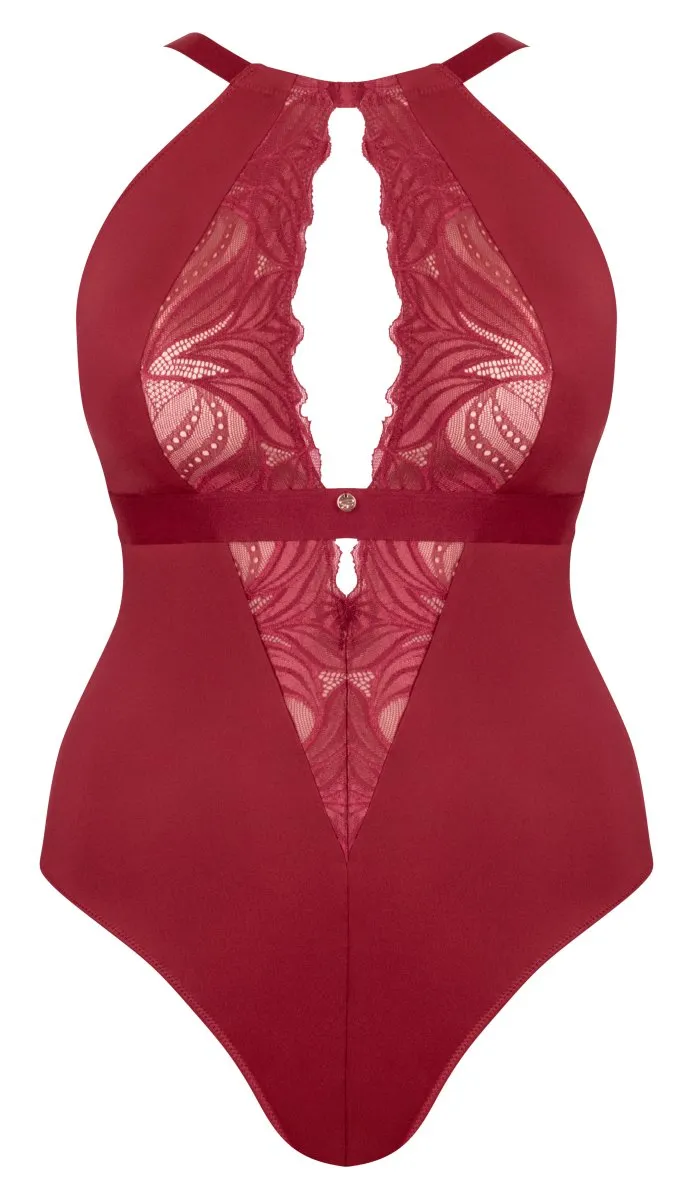 Indulgence Stretch Lace Bodysuit Red