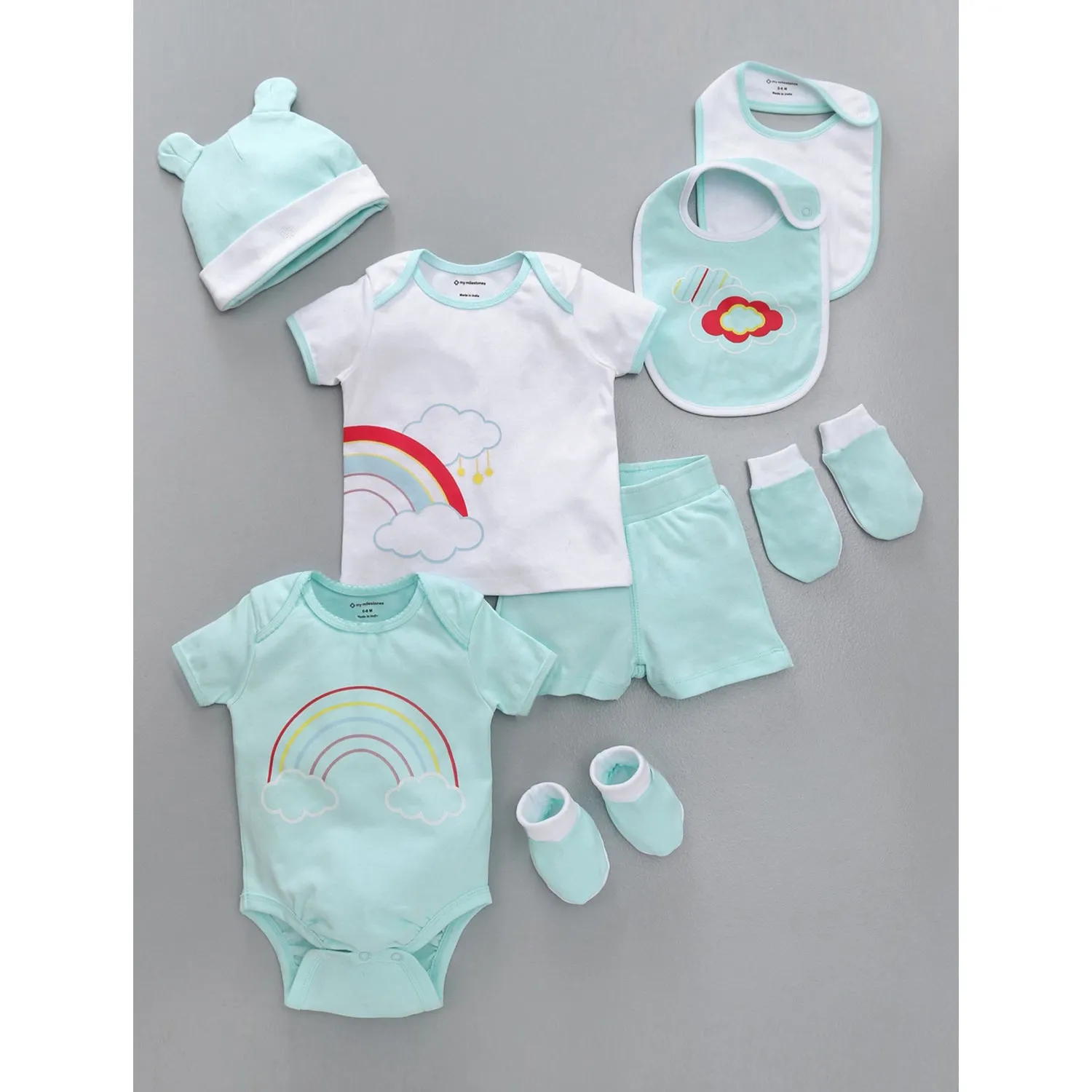Infant Essentials Clothing Gift Set - 8Pc - Half Sleeves - Girls - Aqua