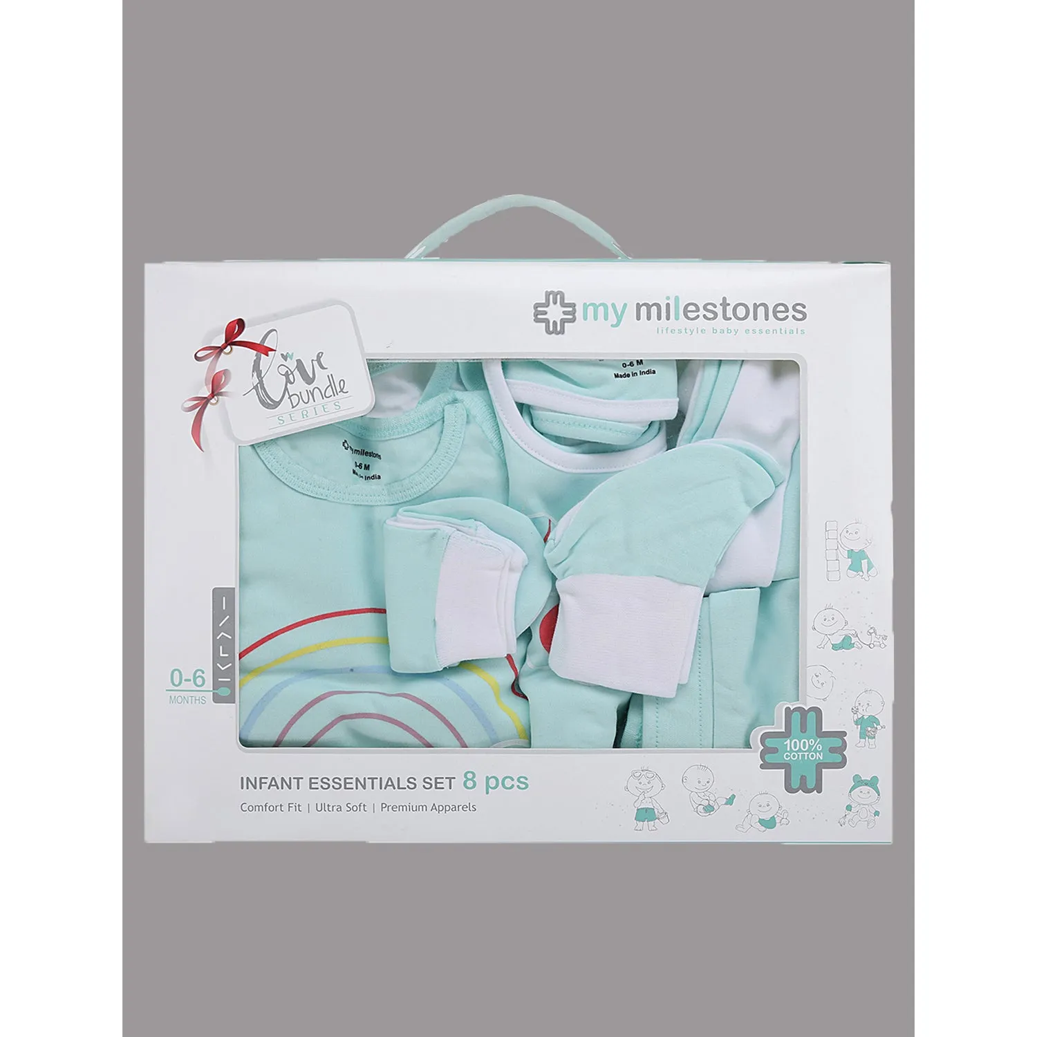 Infant Essentials Clothing Gift Set - 8Pc - Half Sleeves - Girls - Aqua