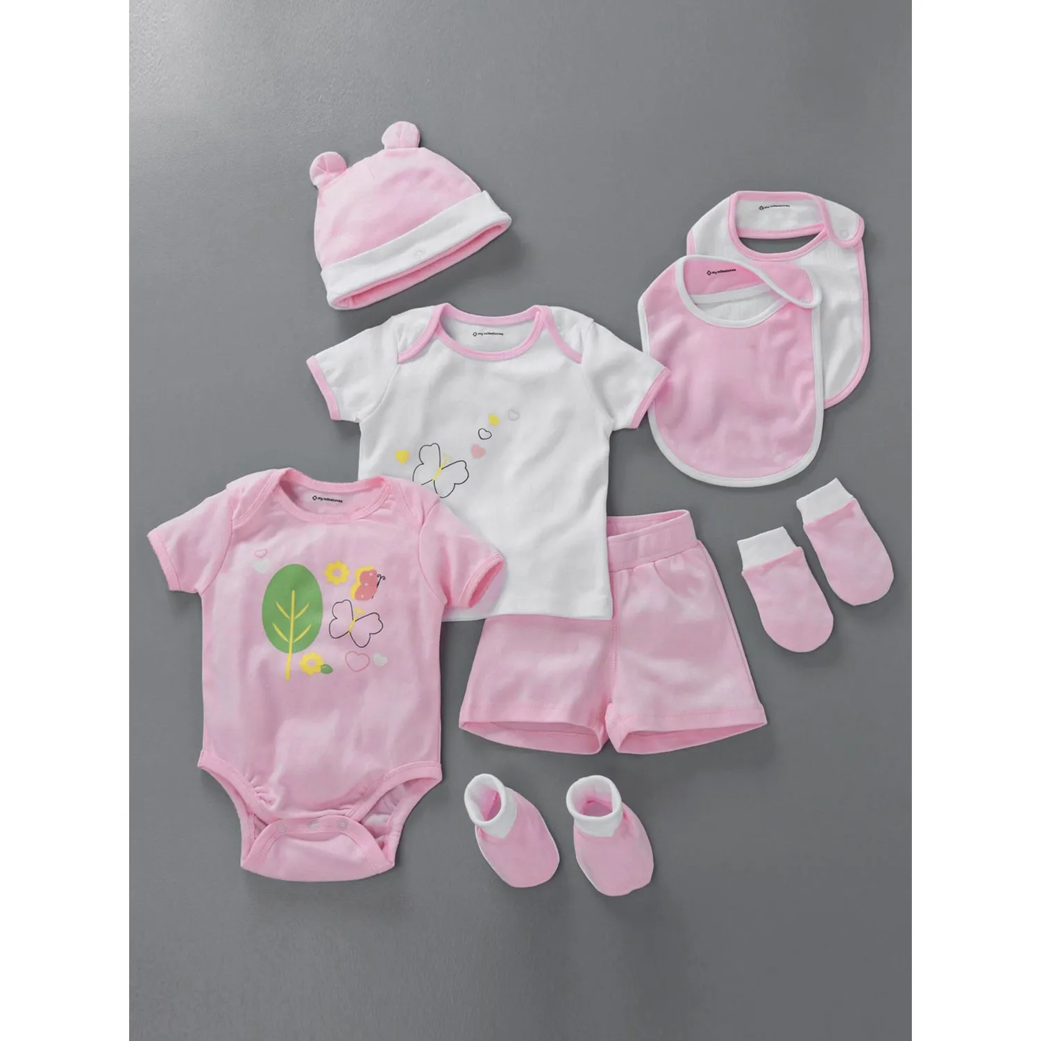 Infant Essentials Clothing Gift Set - 8Pc - Half Sleeves - Girls - Pink