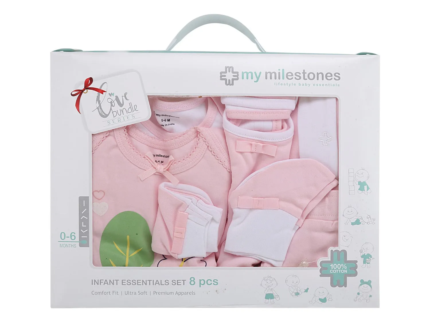 Infant Essentials Clothing Gift Set - 8Pc - Half Sleeves - Girls - Pink