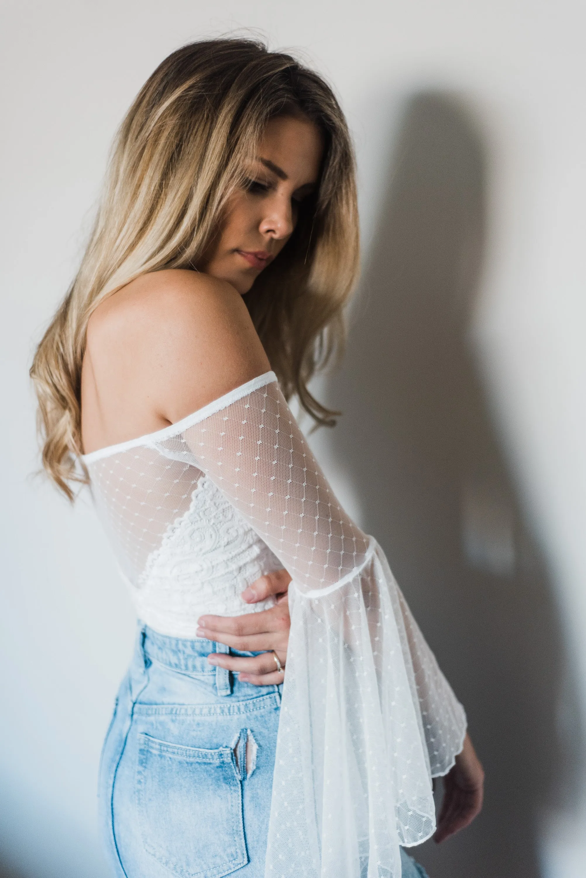 Iris Waterfall Sleeve Tulle Top