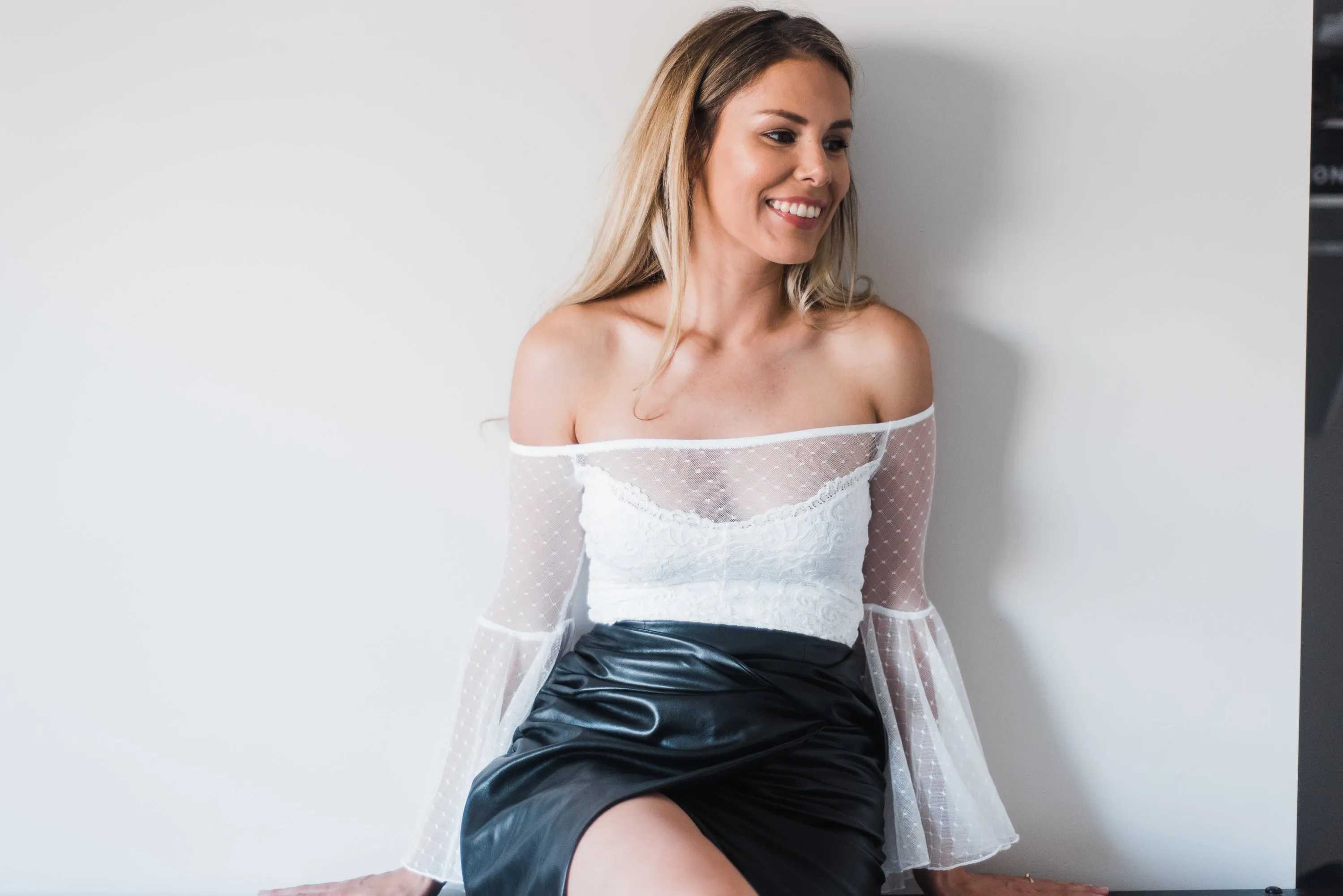 Iris Waterfall Sleeve Tulle Top