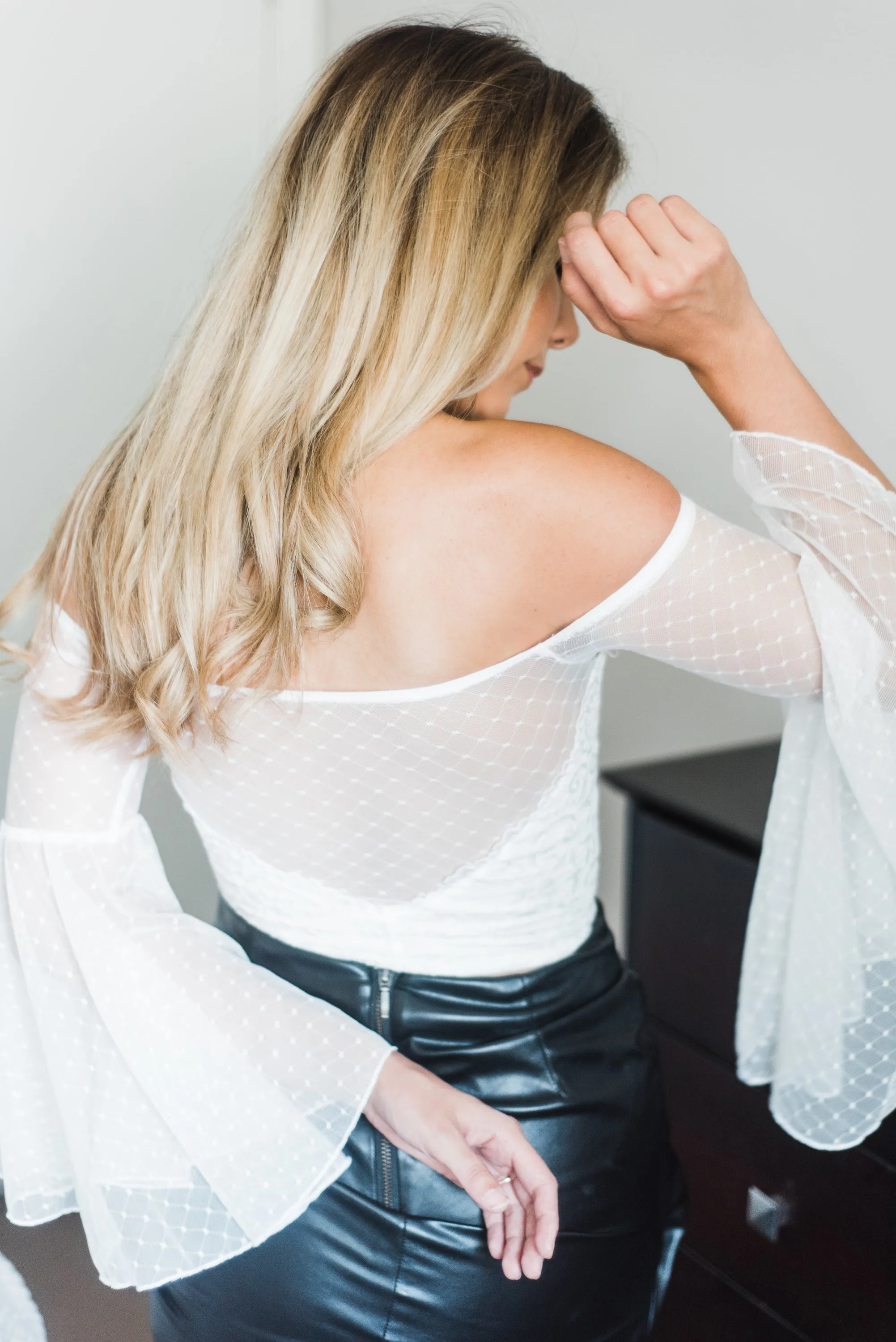 Iris Waterfall Sleeve Tulle Top
