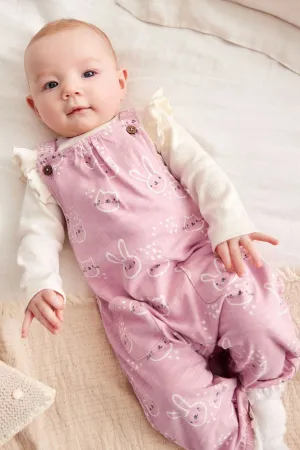 Jersey Printed Baby 2 Piece Dungarees And Bodysuit Set