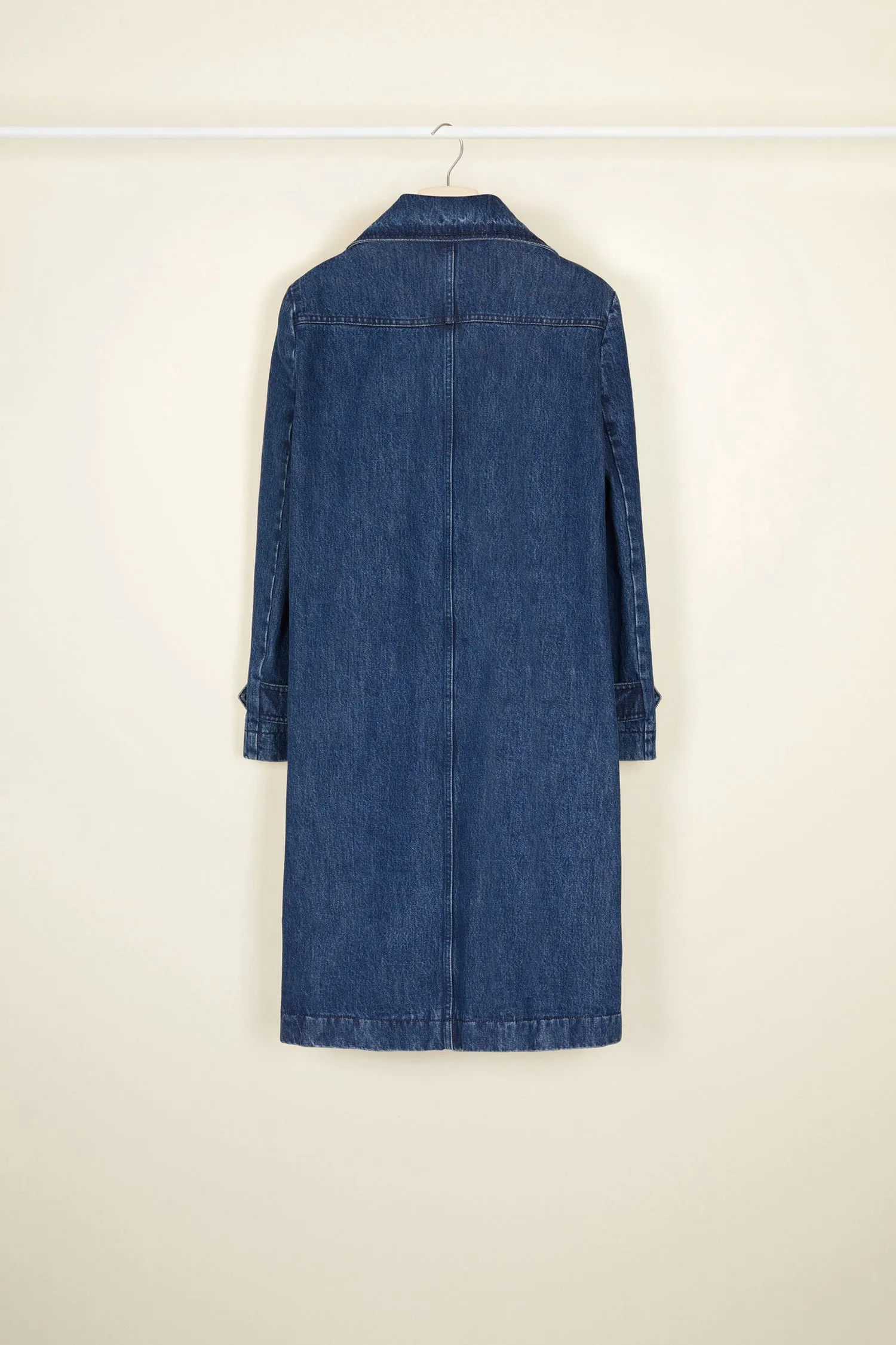Jewelled collar denim overcoat