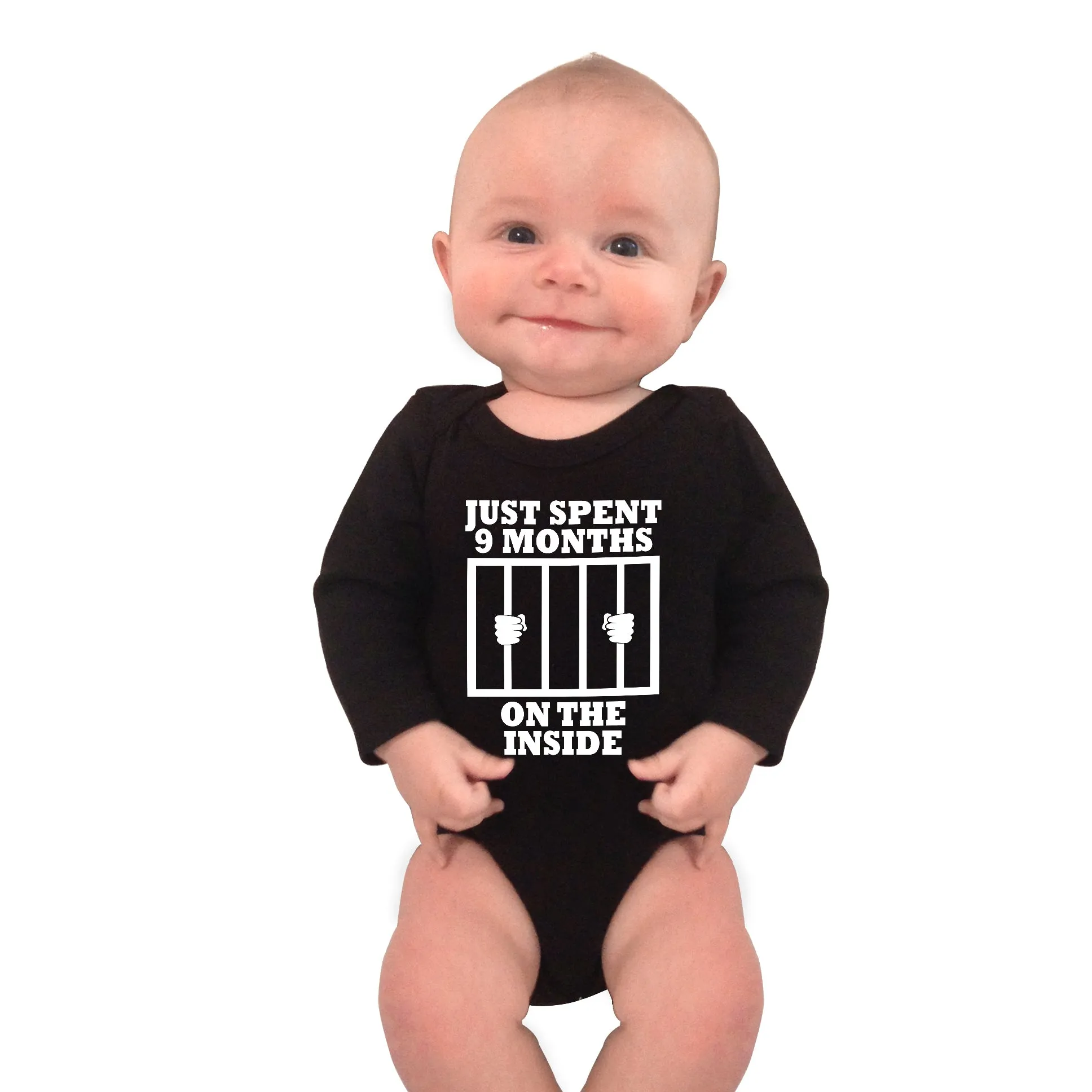 Just Spent 9 Months On The Inside Long Sleeve Cotton One Piece Baby Bodysuit