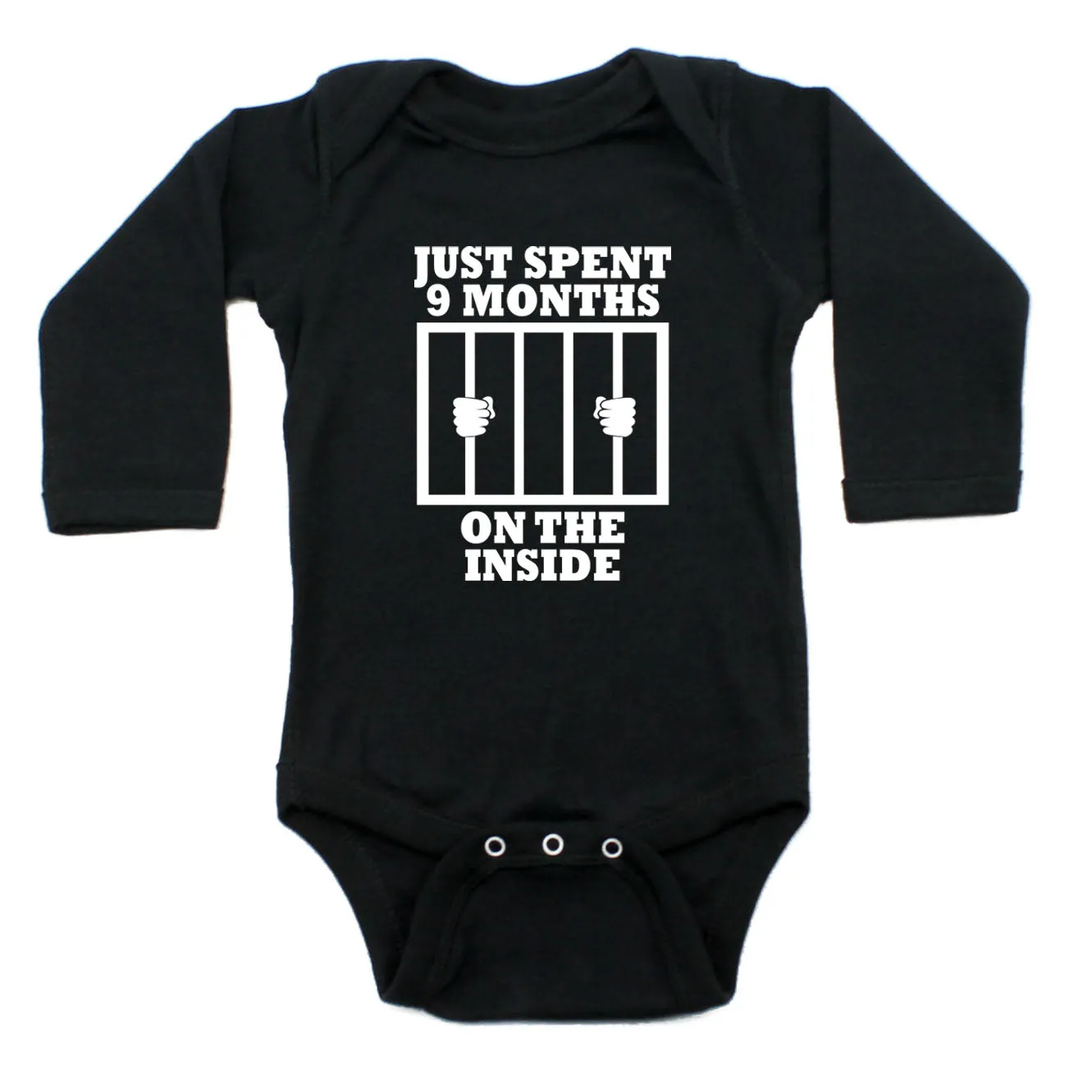 Just Spent 9 Months On The Inside Long Sleeve Cotton One Piece Baby Bodysuit