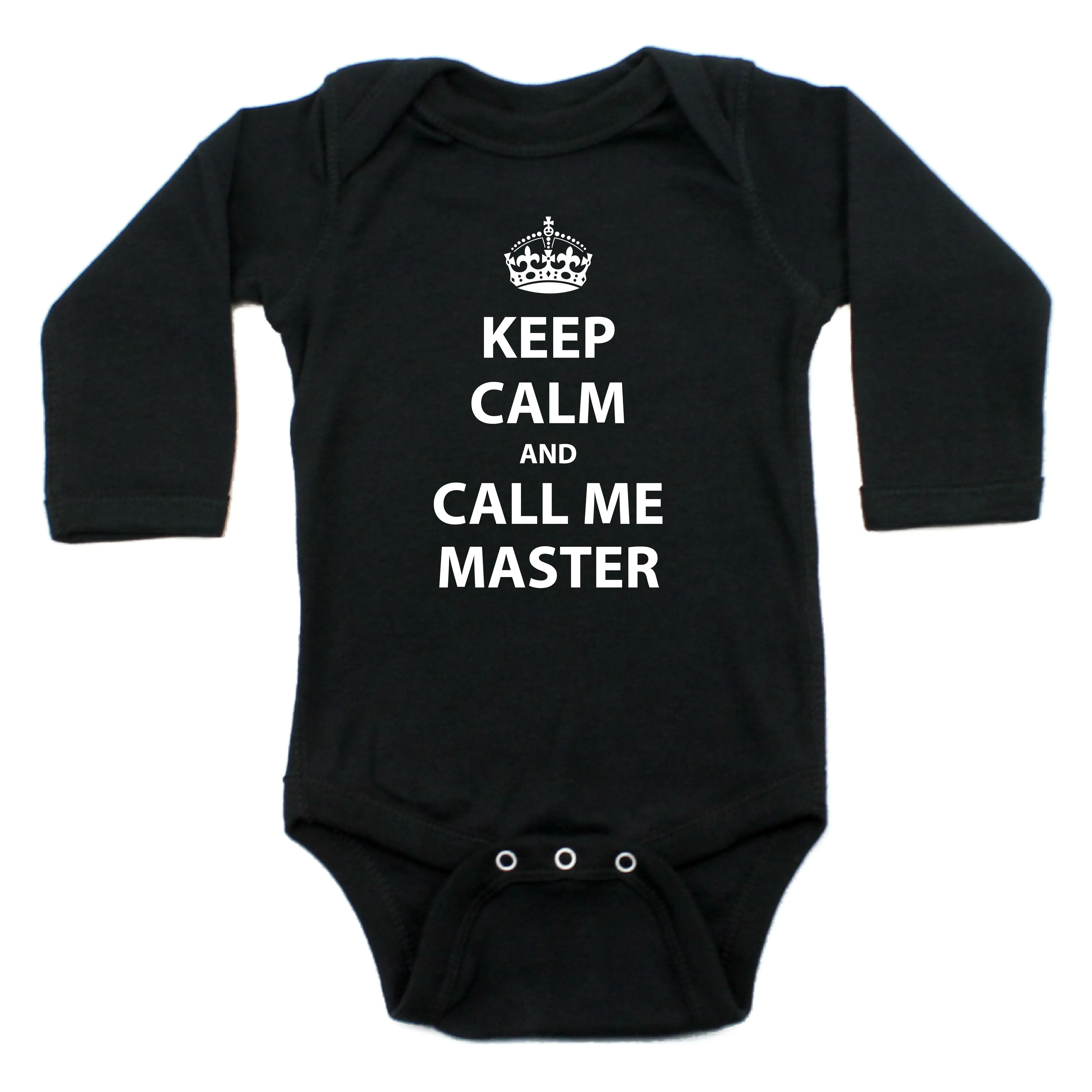 Keep Calm And Call Me Master Long Sleeve Cotton Bodysuit